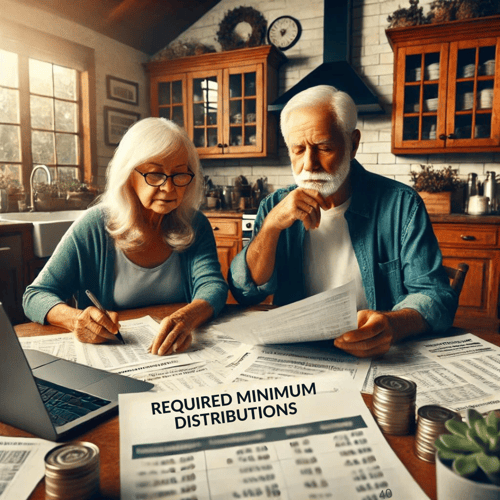 Retired Couple considering the impact RMDs will have on their investment portfolio and retirement income.